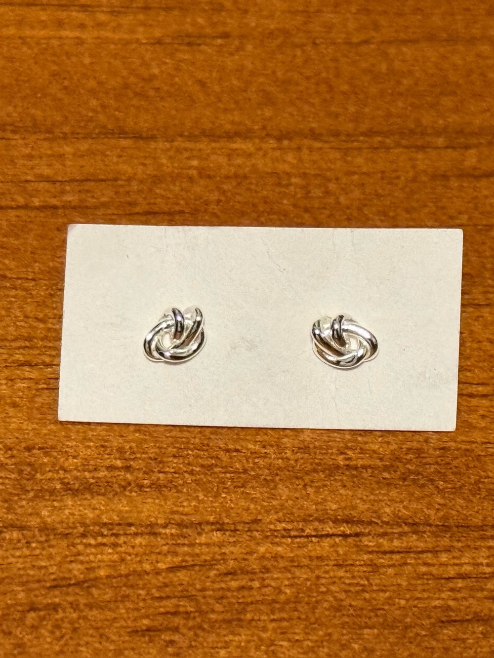 Sterling Silver Knot Stud Earrings - Silver